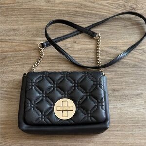 Kate Spade Quilted Black Crossbody Bag with Gold Accents